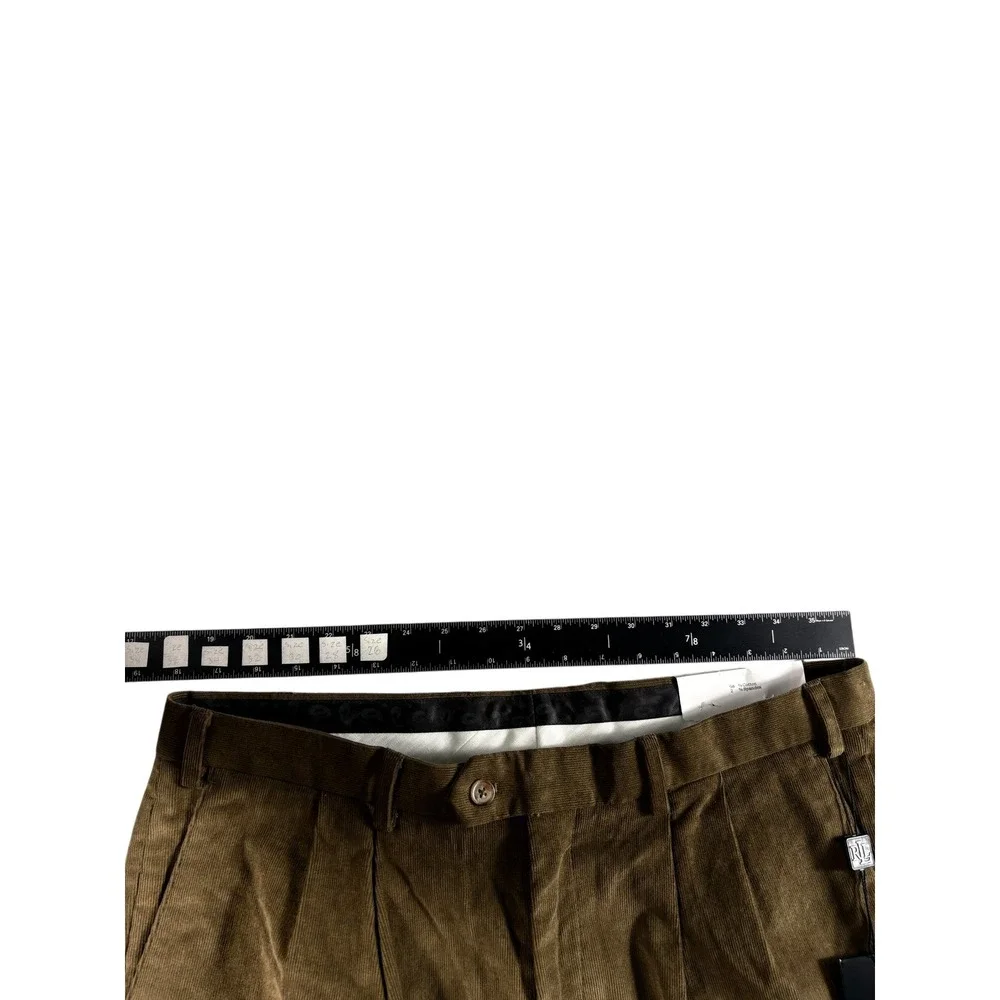 Lauren Ralph Lauren Corduroy Pants Men 36x34 Olive Green Pleated Stretch Classic